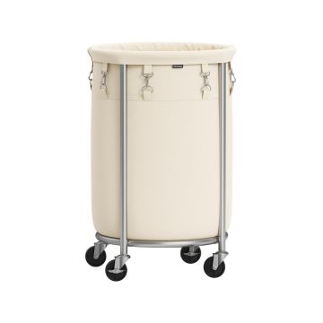 Laundry basket on wheels 70L., cream/silver color