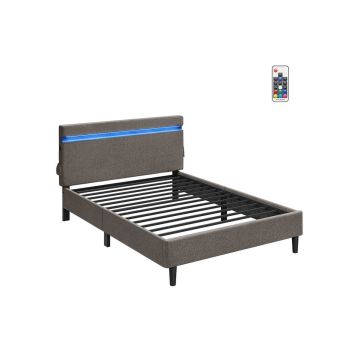 Rama łóżka z oświetleniem LED 217,4x145,4x99,4cm, ciemnoszara