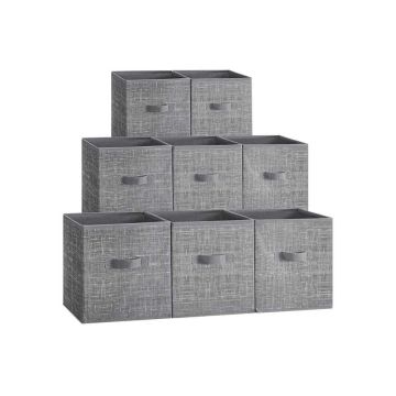 Set of 8 storage boxes 26x26x28cm., gray