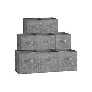 Set of 8 storage boxes 30x30x30cm, gray