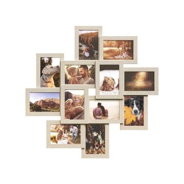 Set of 12 photo frames 63.3x63.3cm., light brown
