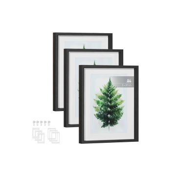 Set of 3 photo frames 2.8x29.3x37cm., black