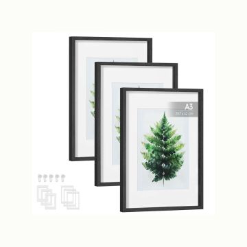 Set of 3 photo frames 2.8x43.4x31.1cm., black