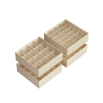 Set of 4 clothes storage organizers 30x30x10cm., beige