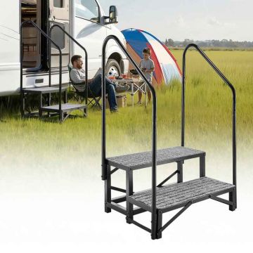 RV steps VEVOR HXTJSFT-2, 2 steps, 2 handrails, 74 × 53 × 112 cm