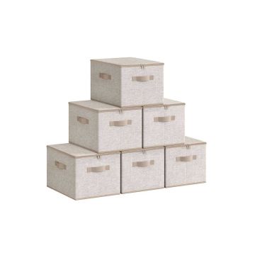 Set of 6 boxes 40x30x25cm., beige