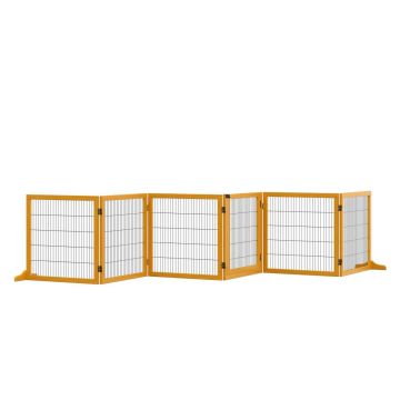 Pet safety gate, 6 panels, Yellow, 432 × 36 × 70 cm