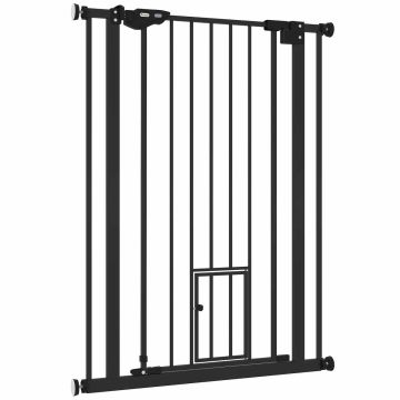 Pet safety gate, double lock, Black, 74–80 × 3.5 × 104.1 cm