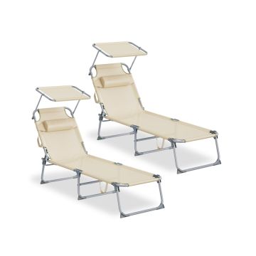 Leżaki SONGMICS, 2 szt., piasek, 189 × 53 × 28,5 cm
