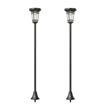 Lampy solarne zewnętrzne, 2 szt., czarne, 23,5 × 23,5 × 180 cm