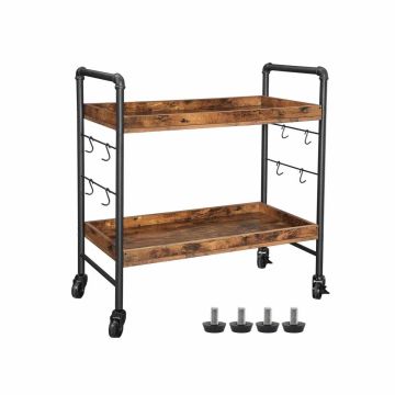 Kitchen trolley on wheels LRC85BX, brown/black