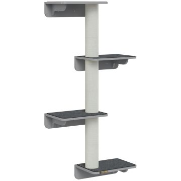 Wall-mounted cat scratching post 66x28x137cm., white/gray