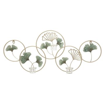 Wall candle holder Greenery, 3 jars, 80 × 35.5 × 7.5 cm