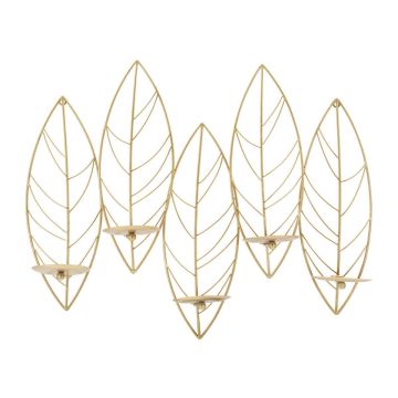 Wall candle holder with leaf motif, for 5 candles, 66 × 56 × 14 cm