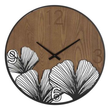 Zegar ścienny SUPER WOOD/LEAF, Ø 60 × 2 cm