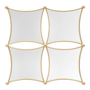 Lustro ścienne JALO, 4 lustra, złoto, 68 × 68 × 3,5 cm