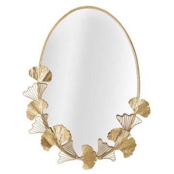 Lustro ścienne Little Leaf, Złote, 61,5 × 78 × 3 cm