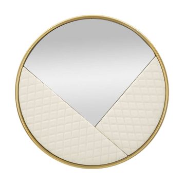 Wall mirror Sharon, White and gold, Ø 80 × 3 cm