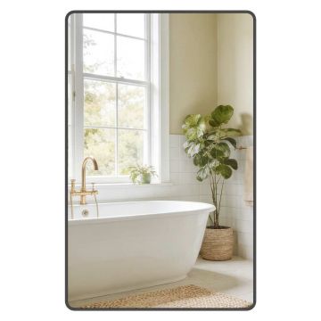 Lustro ścienne SONGMICS, dwa sposoby zawieszenia, czarne, 110 × 70 cm