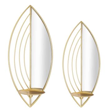 Set of 2 wall candle holders, 18 × 41 × 13 cm / 15 × 35 × 13 cm
