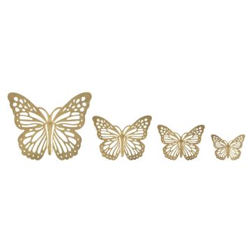 Wall Decor Butterflies Mauro Ferretti, 4 pcs, Gold