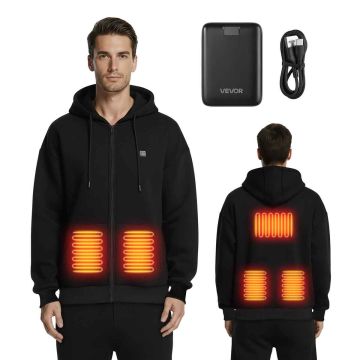 Heated hoodie VEVOR 2527, 5 heating zones, S, Black