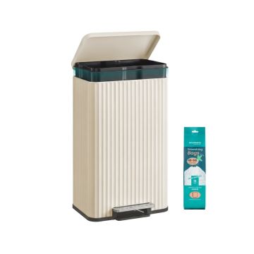 Kosz na śmieci SONGMICS, 50 l, z pedałem, biały, 40,3 × 62,5 × 33,6 cm