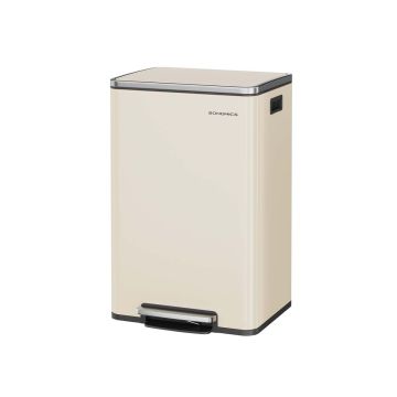 Kosz na śmieci SONGMICS LTB595, 50 l, z pedałem, piasek, 41,6 × 37,2 × 64,7 cm