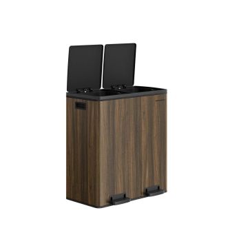 Kosz na śmieci SONGMICS LTB60NL, 2 pojemniki, każdy o pojemności 30 l, brązowy, 59 × 65,2 × 36,5 cm