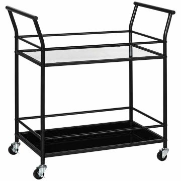 Transparent kitchen trolley Homcom 75x40x80cm., black