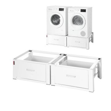 Stojak pod pralkę VEVOR S06-2, 2 szt. z szufladami, biały, 1290 × 550 × 310 mm