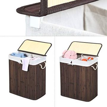 Laundry basket 100 L bamboo, brown
