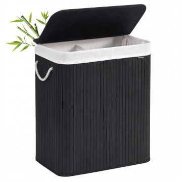 SONGMICS laundry basket, 2 compartments, 100 l, 52 × 32 × 61 cm