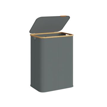 Kosz na pranie SONGMICS, 40 l, z pokrywką, szary, 52 × 38,5 × 70,5 cm