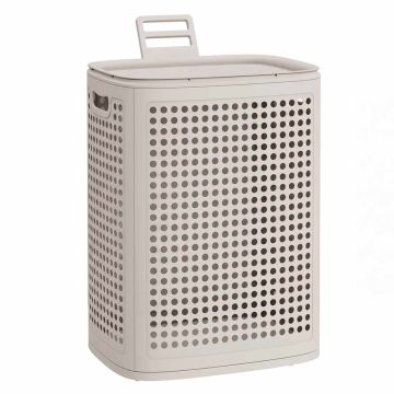 SONGMICS Laundry Basket, 75 l, with lid, Sand, 42.5 × 33 × 57 cm