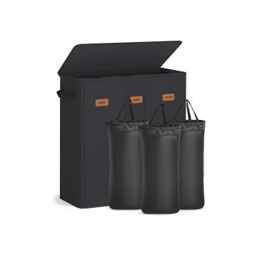 SONGMICS RLH013B01 Laundry Basket, 3 Compartments, 160 L, 64 × 33 × 75 cm