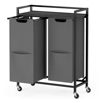 VASAGLE BLHB35021G01 Laundry Basket, 2 Compartments