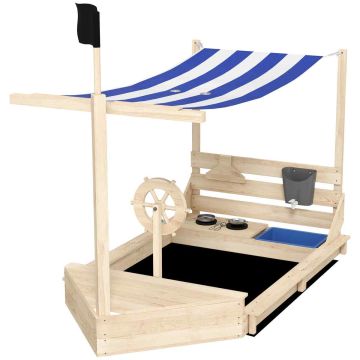 Sandbox, Pirate ship shape with roof, 180 × 103 × 144.5 cm
