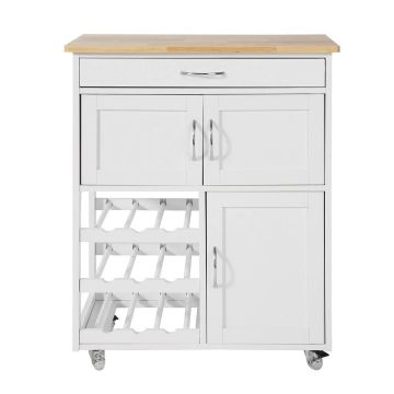 Kitchen cabinet on wheels 67x38x86cm., white/light brown