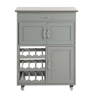 Kitchen cabinet on wheels 67x38x87cm., gray/silver color