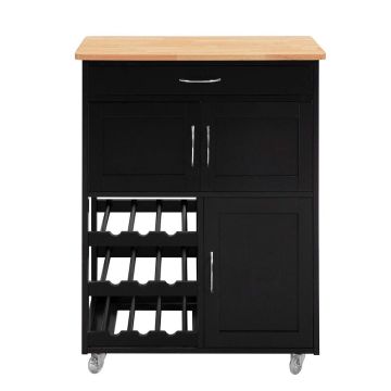 Kitchen cabinet on wheels 67x38x87cm., black/light brown