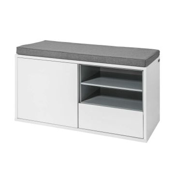 Ławka do przedpokoju 80x35x46cm, biało-szara