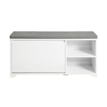 Ławka do przedpokoju 90x24x46cm, biało-szara