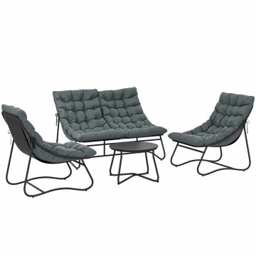 Outsunny 4-piece garden furniture set, black/gray
