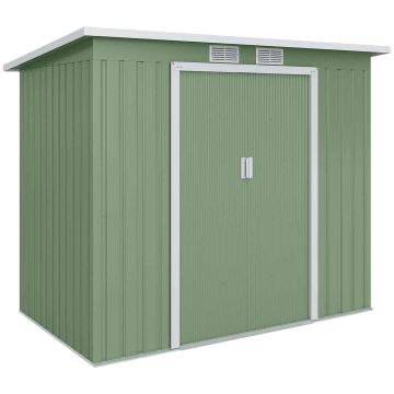 Садовый сарай Outsunny 213x130x172см, зелёно-белый цвет