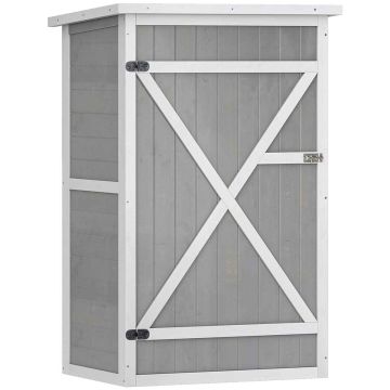 Szafka na narzędzia ogrodowe Outsunny 75x56x115cm, szaro-biała