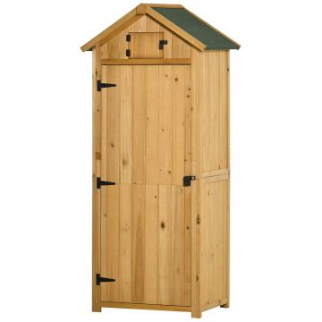 Szafka na narzędzia ogrodowe Outsunny 77x54,2x179cm, jasnobrązowa