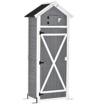 Garden tool cabinet Outsunny 78x52.5x182cm., gray/white