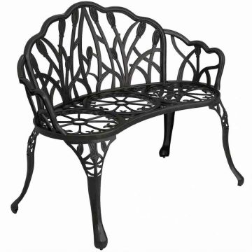 Ławka ogrodowa dwuosobowa, czarna, 99 × 78 × 57 cm