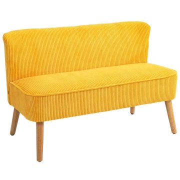 Sofa dwuosobowa, żółta, 117 × 77 × 56,5 cm